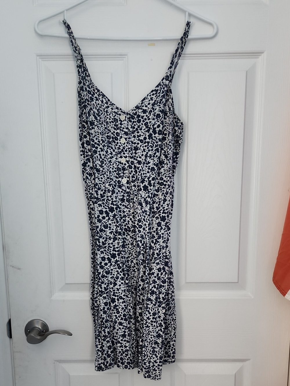 GAP Navy and White Floral Button-Front Slip Dress